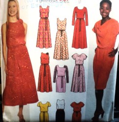 9745 DESIGN YR SLIM-FLARE SLVS OR NOT DRESS LENGTHS PATTERN 6-12